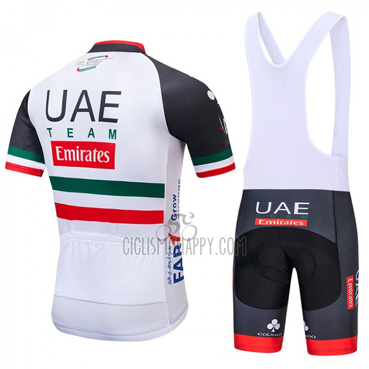 UCI World Champion UAE Cycling Jersey Bib Short 2018 Short Sleeve White